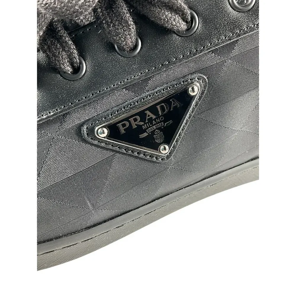 Prada Black Nylon & Leather Low Top Sneakers Size 12.5 - Picture 9 of 9